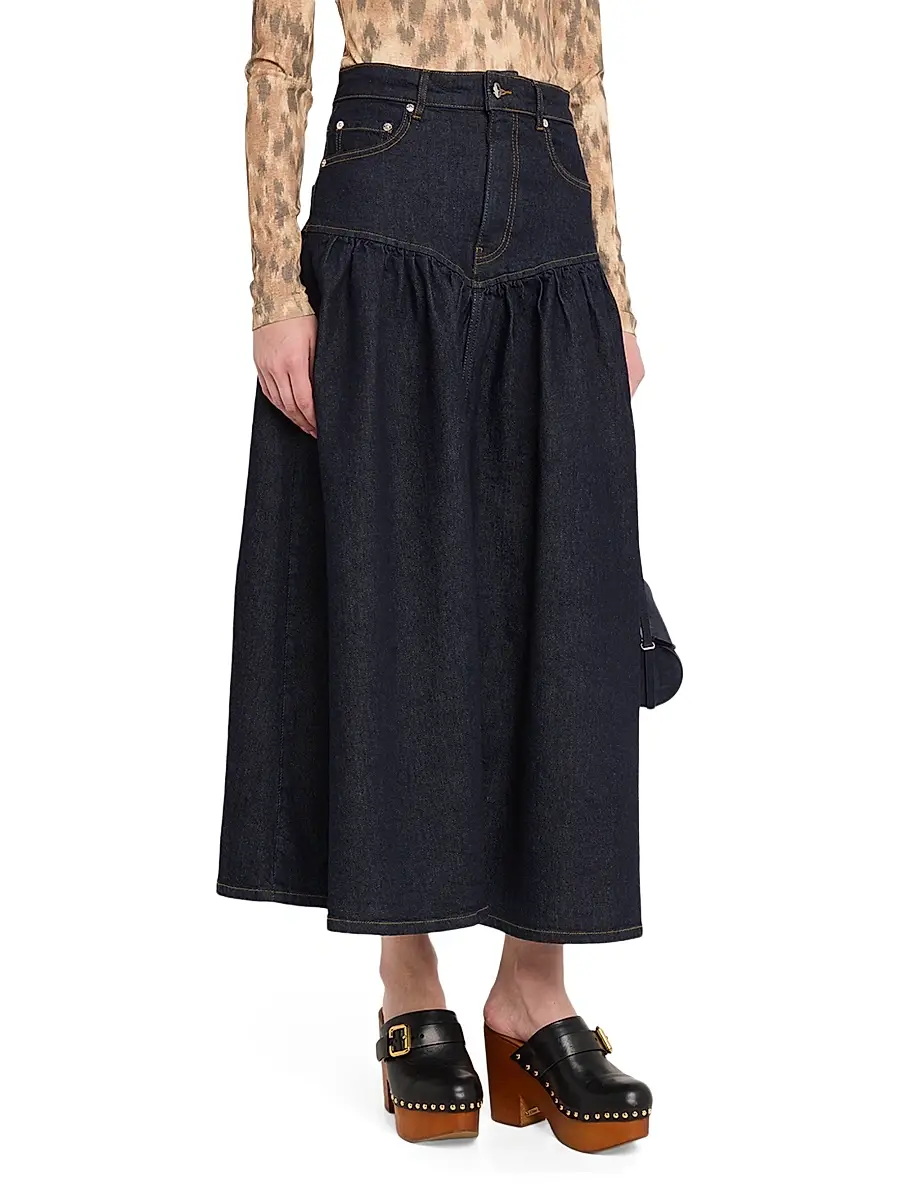 Ganni Women's Stretch Denim Maxi Skirt | Thumbnail 3 Ganni Women's Stretch Denim Maxi Skirt | Thumbnail 3