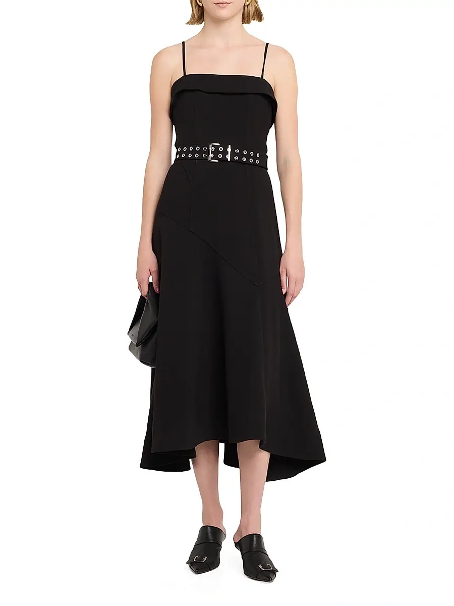 Ganni Women's Twill Suiting Midi-Dress | Thumbnail 2