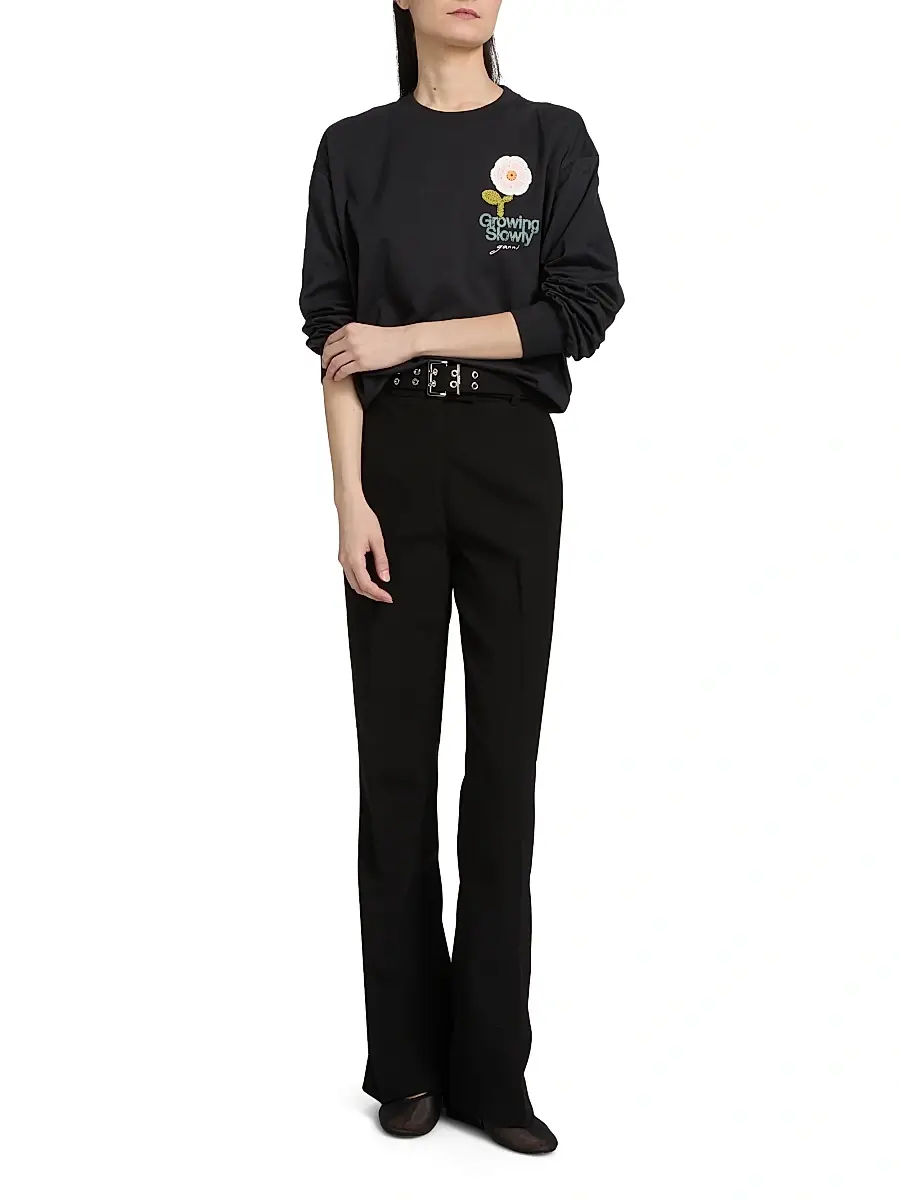 Ganni Women's Embellished Cotton-Jersey Crewneck Sweatshirt | Thumbnail 2 Ganni Women's Embellished Cotton-Jersey Crewneck Sweatshirt | Thumbnail 2