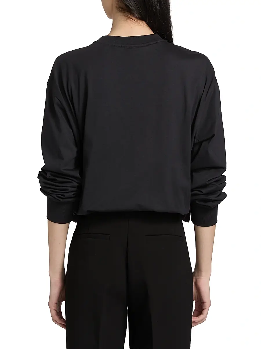 Ganni Women's Embellished Cotton-Jersey Crewneck Sweatshirt | Thumbnail 5 Ganni Women's Embellished Cotton-Jersey Crewneck Sweatshirt | Thumbnail 5