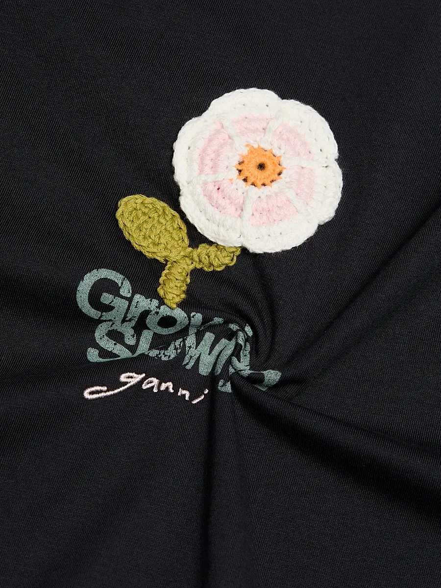 Ganni Women's Embellished Cotton-Jersey Crewneck Sweatshirt | Thumbnail 7 Ganni Women's Embellished Cotton-Jersey Crewneck Sweatshirt | Thumbnail 7