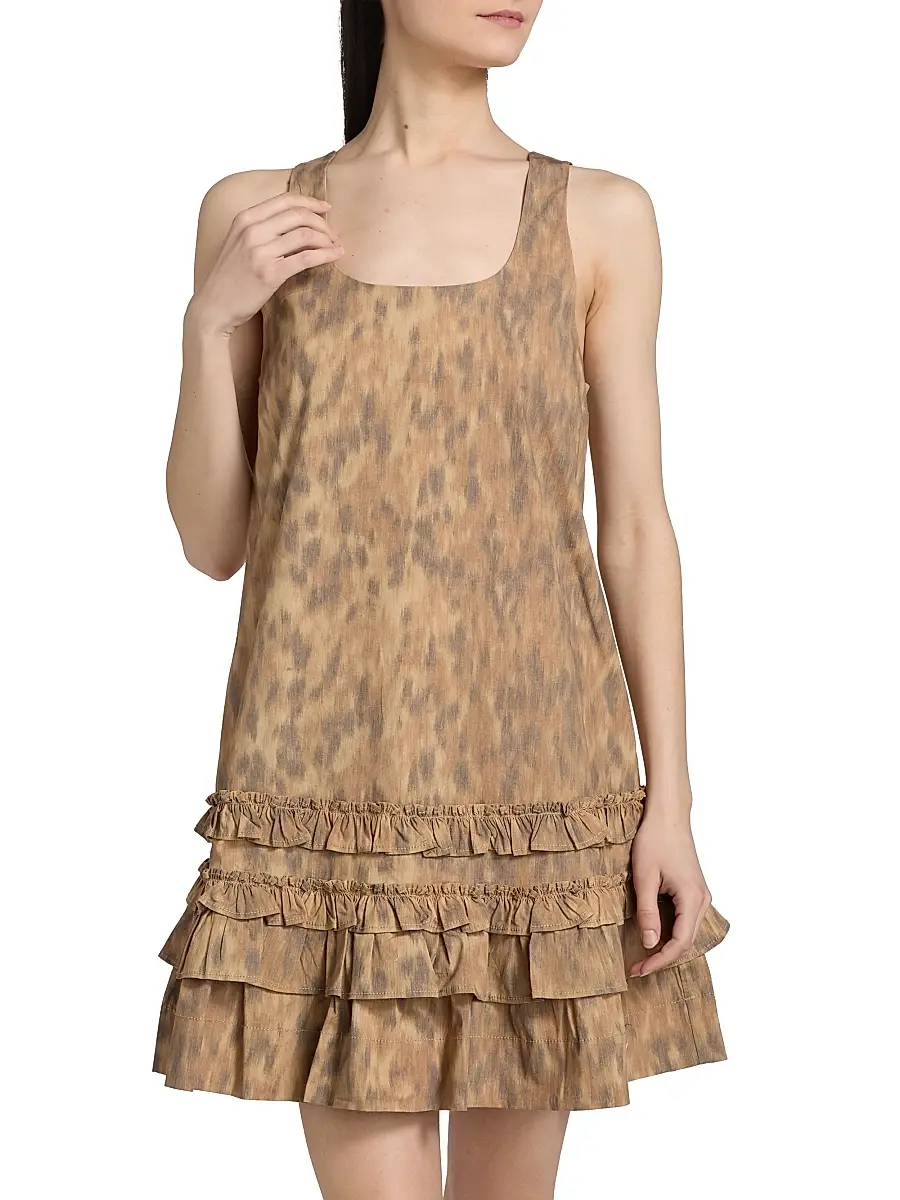 Ganni Women's Printed Cotton Ruffle Minidress | Thumbnail 3 Ganni Women's Printed Cotton Ruffle Minidress | Thumbnail 3