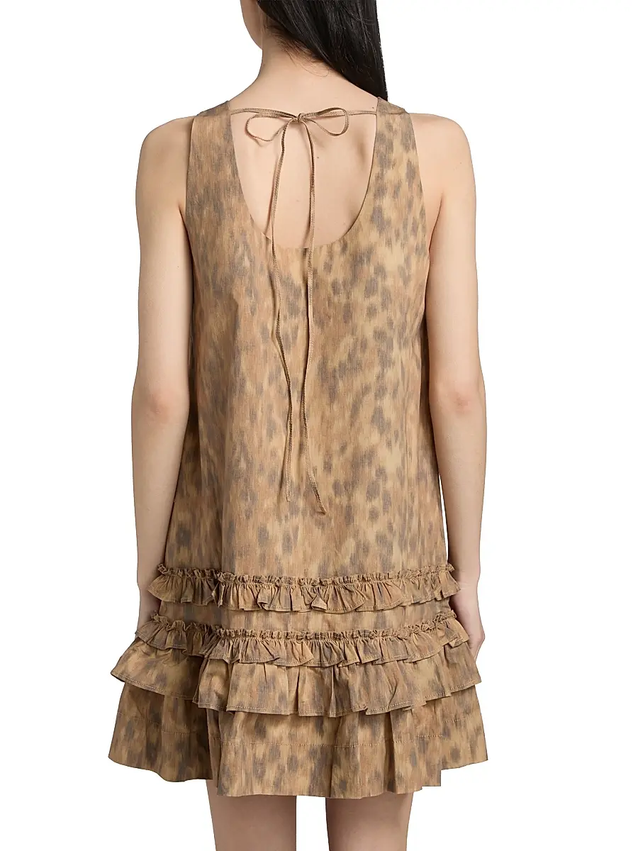 Ganni Women's Printed Cotton Ruffle Minidress | Thumbnail 5 Ganni Women's Printed Cotton Ruffle Minidress | Thumbnail 5