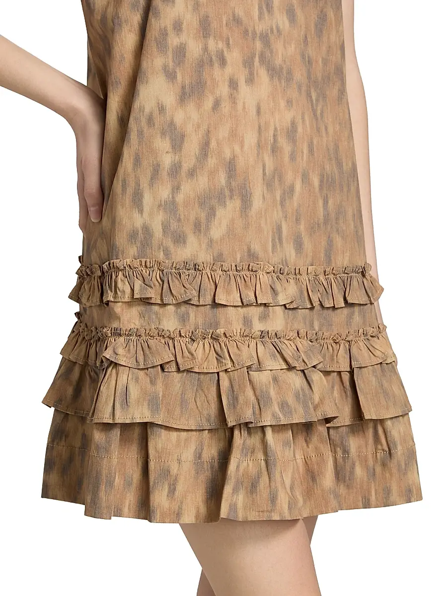 Ganni Women's Printed Cotton Ruffle Minidress | Thumbnail 6 Ganni Women's Printed Cotton Ruffle Minidress | Thumbnail 6