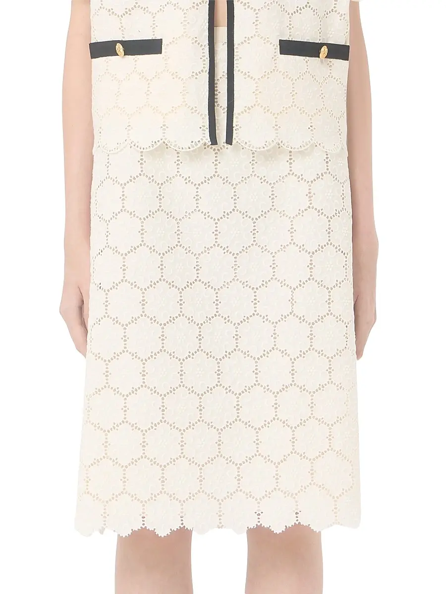 Valentino Women's Cotton Skirt with Fleur Jour - Latte | Thumbnail 3 Valentino Women's Cotton Skirt with Fleur Jour - Latte | Thumbnail 3