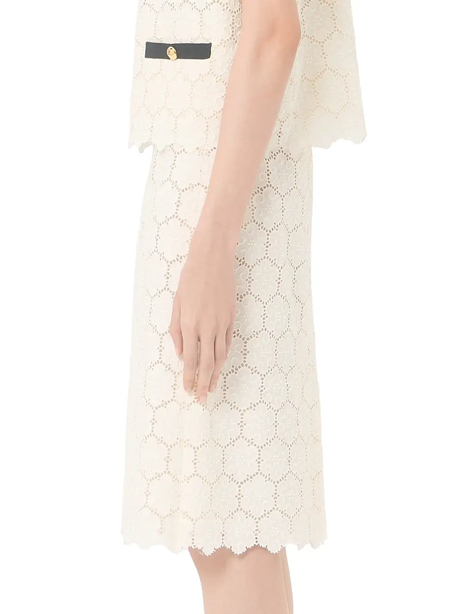 Valentino Women's Cotton Skirt with Fleur Jour - Latte | Thumbnail 4 Valentino Women's Cotton Skirt with Fleur Jour - Latte | Thumbnail 4