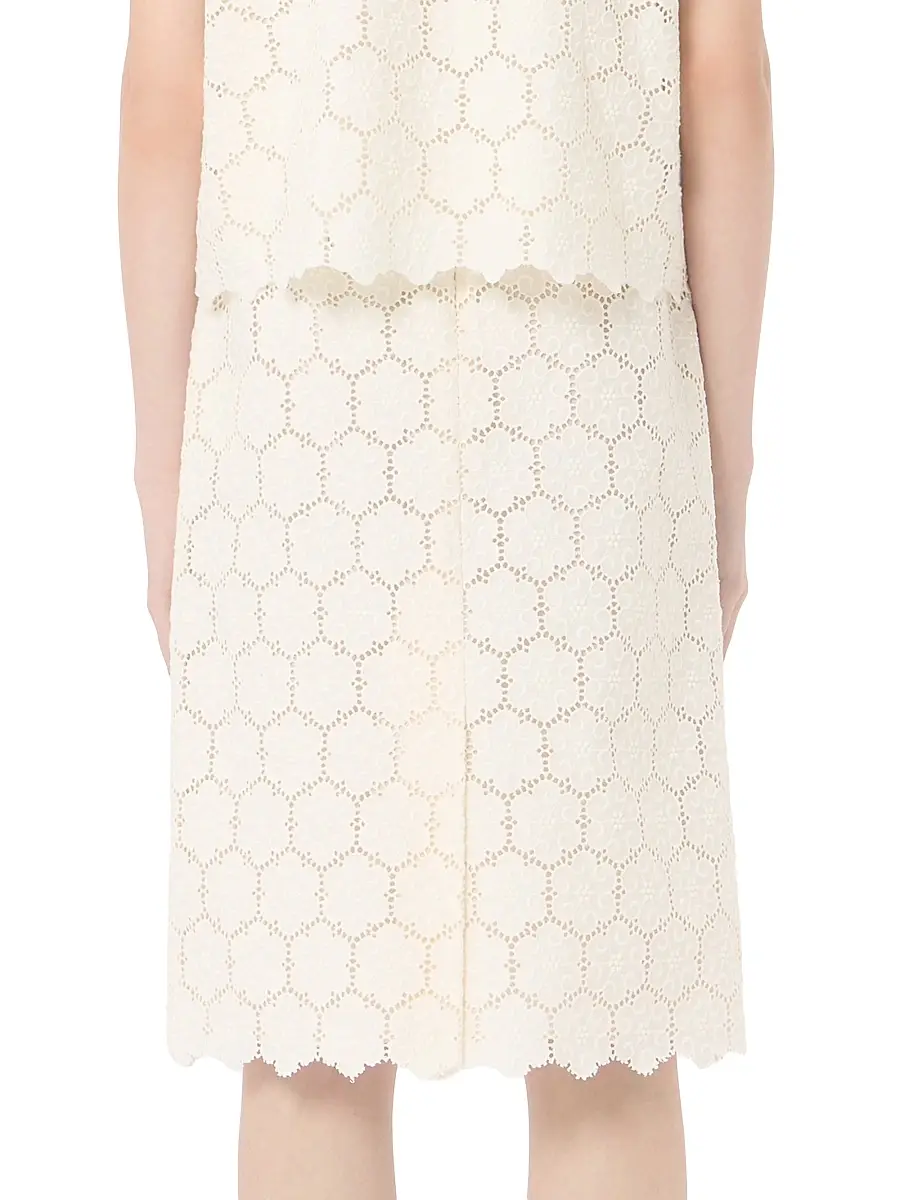 Valentino Women's Cotton Skirt with Fleur Jour - Latte | Thumbnail 5 Valentino Women's Cotton Skirt with Fleur Jour - Latte | Thumbnail 5