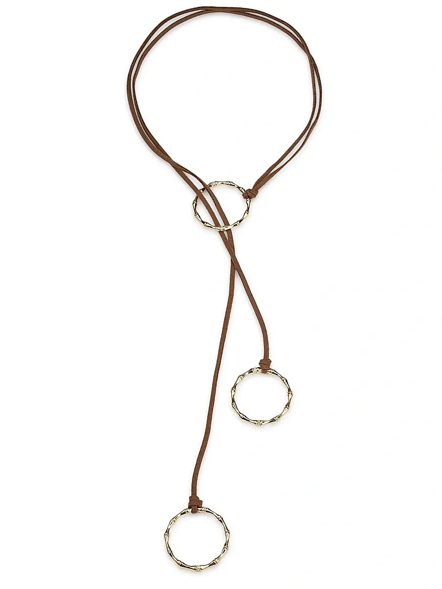 Ramy Brook Women's Chiara Goldtone, Suede & Glass Crystal Wrap Necklace - Gold | Thumbnail 4