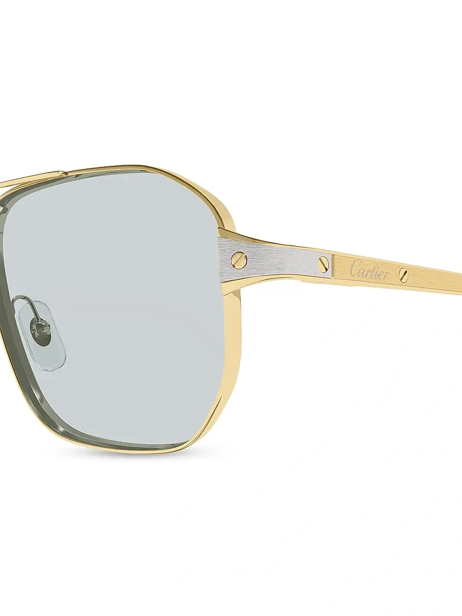 Cartier Men's Santos Evolution 59MM 24K-Gold-Plated & Platinum-Plated Metal Navigator Sunglasses | Thumbnail 9 Cartier Men's Santos Evolution 59MM 24K-Gold-Plated & Platinum-Plated Metal Navigator Sunglasses | Thumbnail 9