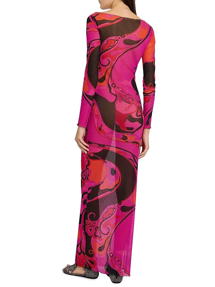 PUCCI Women's L'Alba Printed Tulle Maxi Dress | Thumbnail 5 PUCCI Women's L'Alba Printed Tulle Maxi Dress | Thumbnail 5