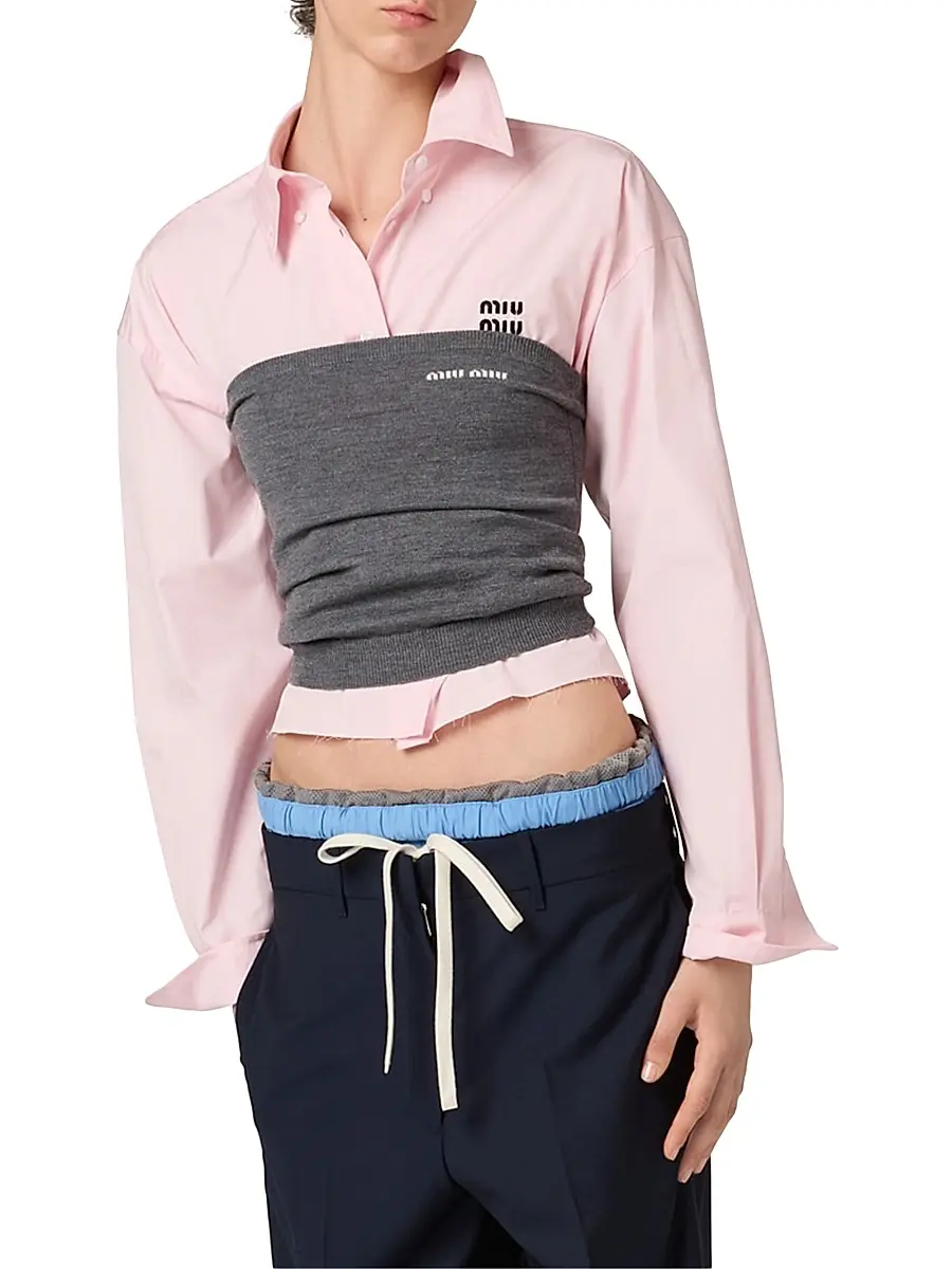 Miu Miu Women's Poplin Shirt - Pink | Thumbnail 2