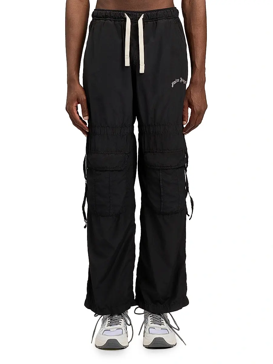 Palm Angels Men's Curved Logo Drawstring Cargo Pants | Thumbnail 2 Palm Angels Men's Curved Logo Drawstring Cargo Pants | Thumbnail 2