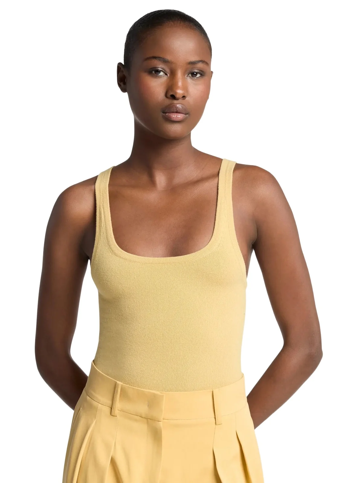 Michael Kors Collection Stretch Cashmere Blend Bodysuit in Yellow