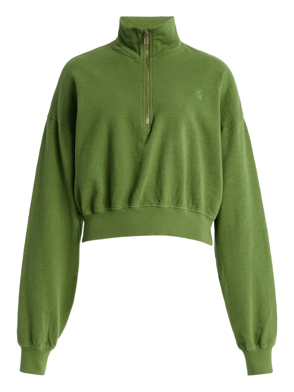 Cotton Cropped Half-Zip Sweatshirt Cotton Cropped Half-Zip Sweatshirt