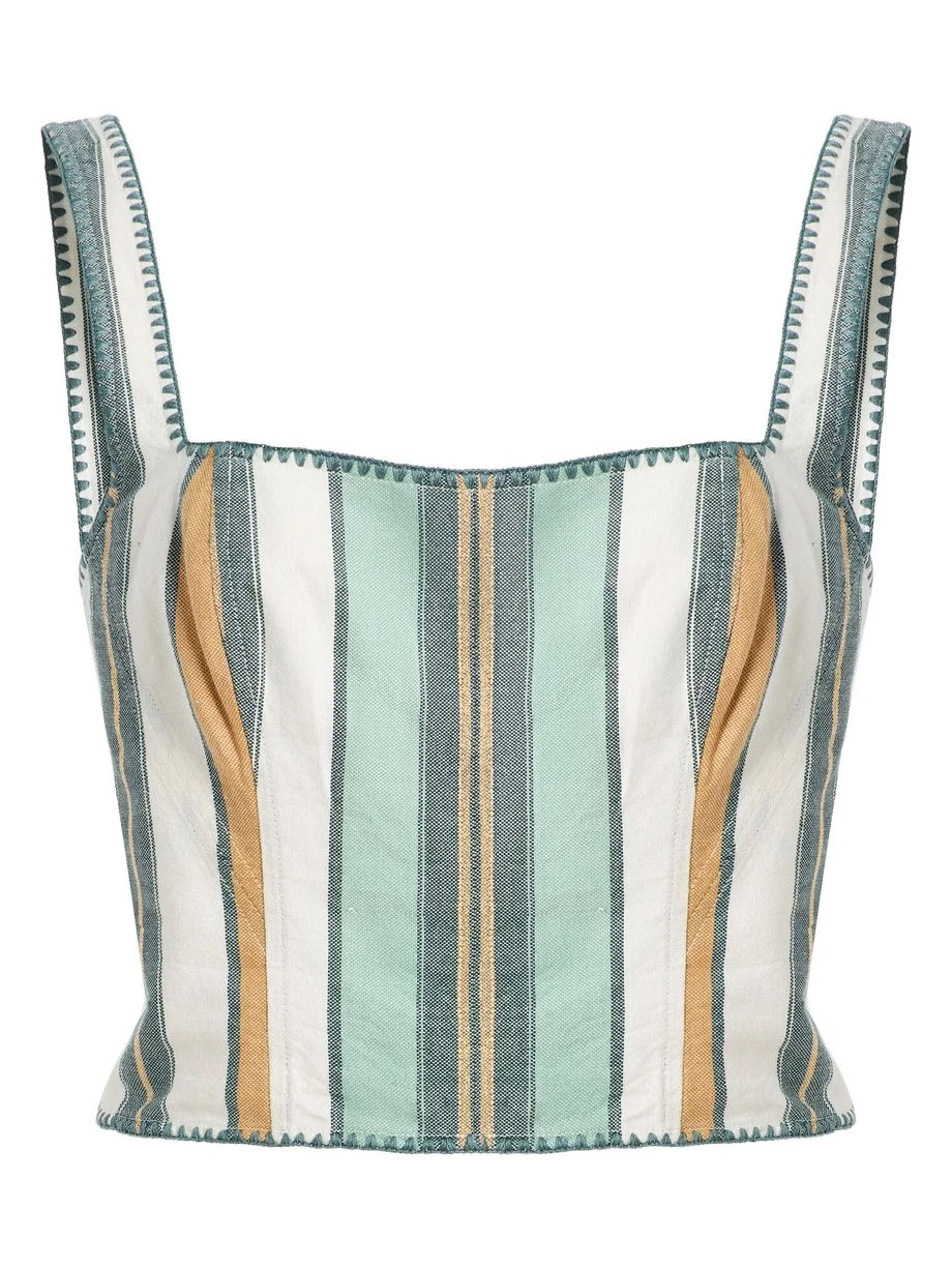 Ilio Nema Jupiter Striped Cotton-Blend Cropped Top