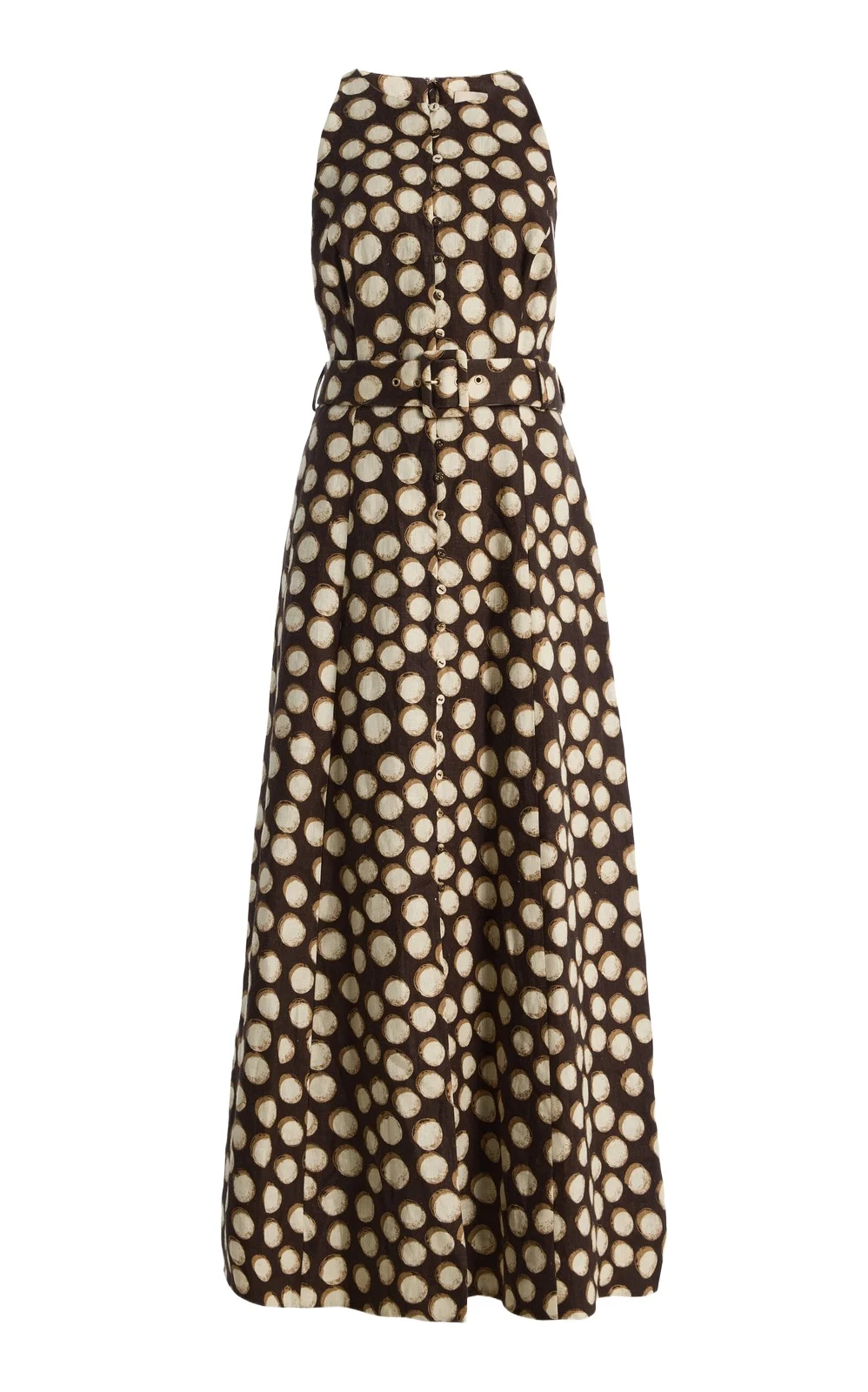 Paula Belted Printed Linen Midi Dress
