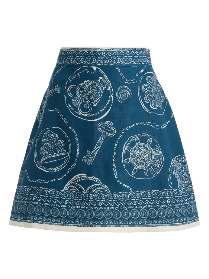 Lucky Printed Linen Mini Skirt Lucky Printed Linen Mini Skirt