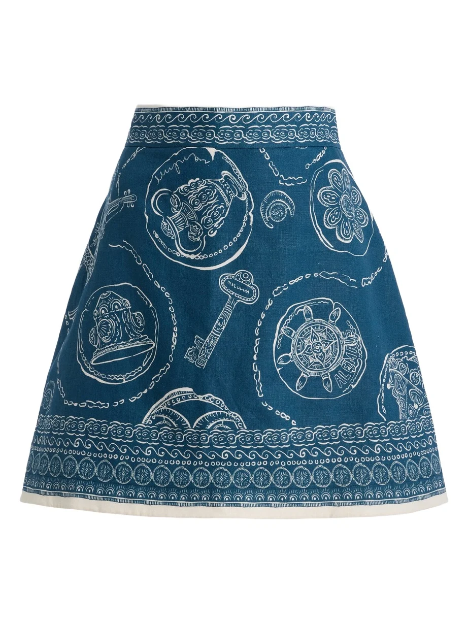 Lucky Printed Linen Mini Skirt Lucky Printed Linen Mini Skirt