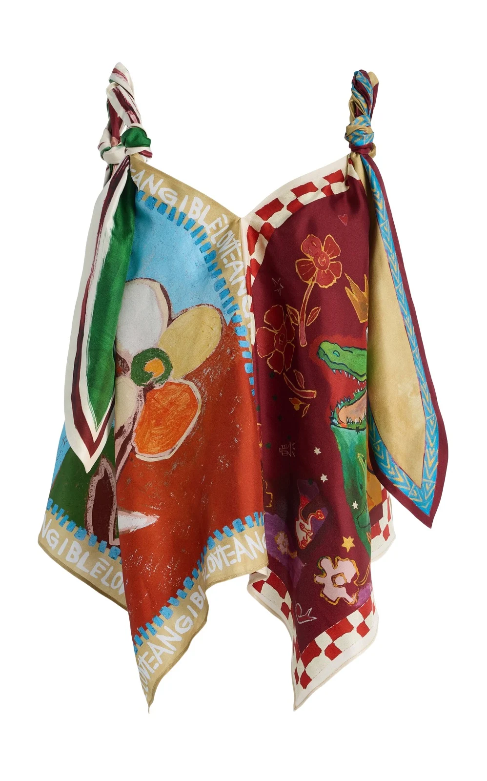 Mlak Printed Silk-Twill Scarf Top Mlak Printed Silk-Twill Scarf Top
