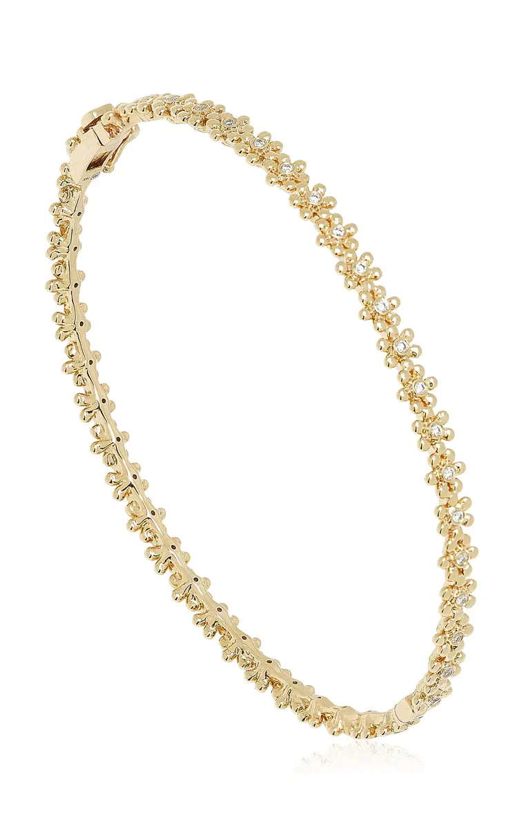 Sydney Evan Tiny Daisy 14K Gold and Diamond Bangle | Thumbnail 3 Sydney Evan Tiny Daisy 14K Gold and Diamond Bangle | Thumbnail 3