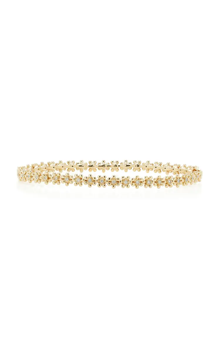 Sydney Evan Tiny Daisy 14K Gold and Diamond Bangle | Thumbnail 4 Sydney Evan Tiny Daisy 14K Gold and Diamond Bangle | Thumbnail 4