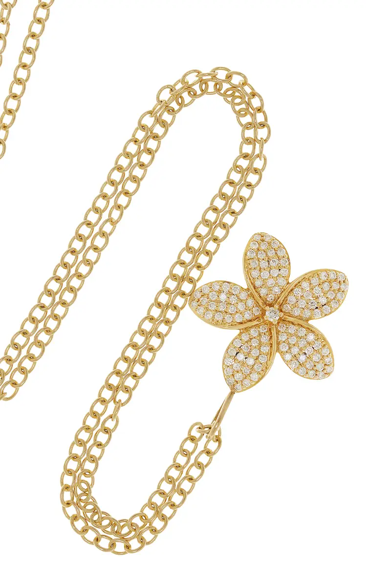 Sydney Evan Large Plumeria 14K Gold and Diamond Necklace | Thumbnail 3 Sydney Evan Large Plumeria 14K Gold and Diamond Necklace | Thumbnail 3