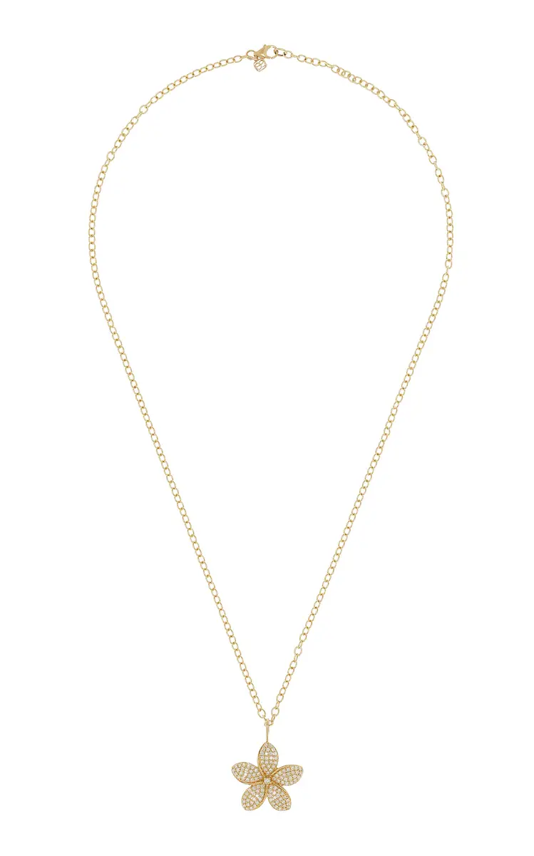 Sydney Evan Large Plumeria 14K Gold and Diamond Necklace | Thumbnail 4 Sydney Evan Large Plumeria 14K Gold and Diamond Necklace | Thumbnail 4