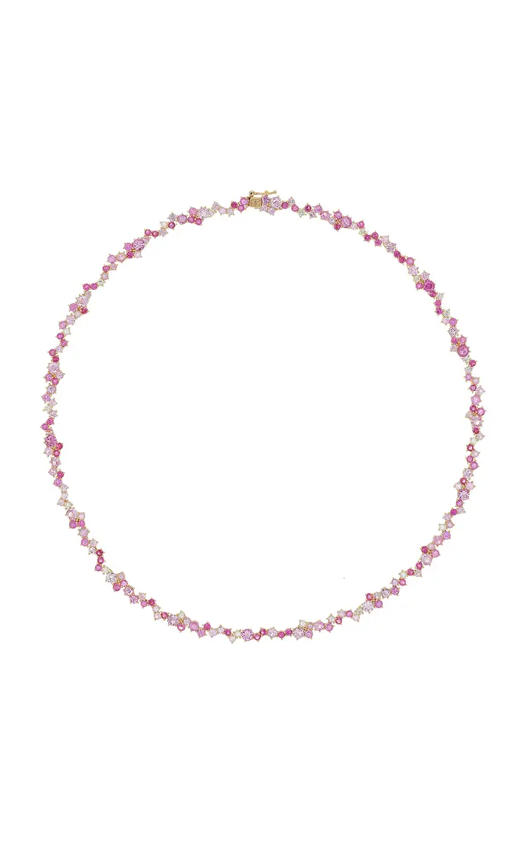 Sydney Evan 14K Gold; Diamond; and Pink Sapphire Cocktail Eternity Necklace | Thumbnail 4 Sydney Evan 14K Gold; Diamond; and Pink Sapphire Cocktail Eternity Necklace | Thumbnail 4