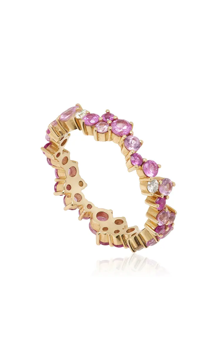 Sydney Evan 14K Gold; Diamond; and Pink Sapphire Cocktail Eternity Ring | Thumbnail 3 Sydney Evan 14K Gold; Diamond; and Pink Sapphire Cocktail Eternity Ring | Thumbnail 3