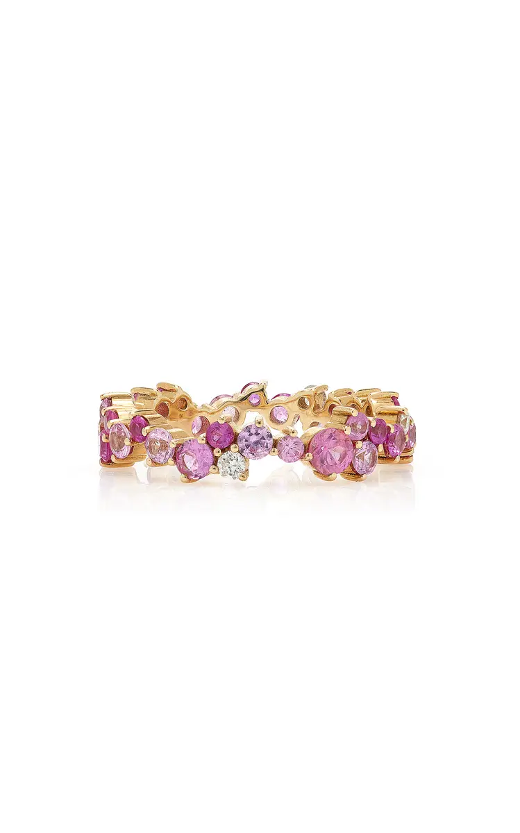 Sydney Evan 14K Gold; Diamond; and Pink Sapphire Cocktail Eternity Ring | Thumbnail 4 Sydney Evan 14K Gold; Diamond; and Pink Sapphire Cocktail Eternity Ring | Thumbnail 4