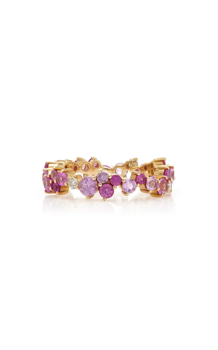 Sydney Evan 14K Gold; Diamond; and Pink Sapphire Cocktail Eternity Ring | Thumbnail 5 Sydney Evan 14K Gold; Diamond; and Pink Sapphire Cocktail Eternity Ring | Thumbnail 5