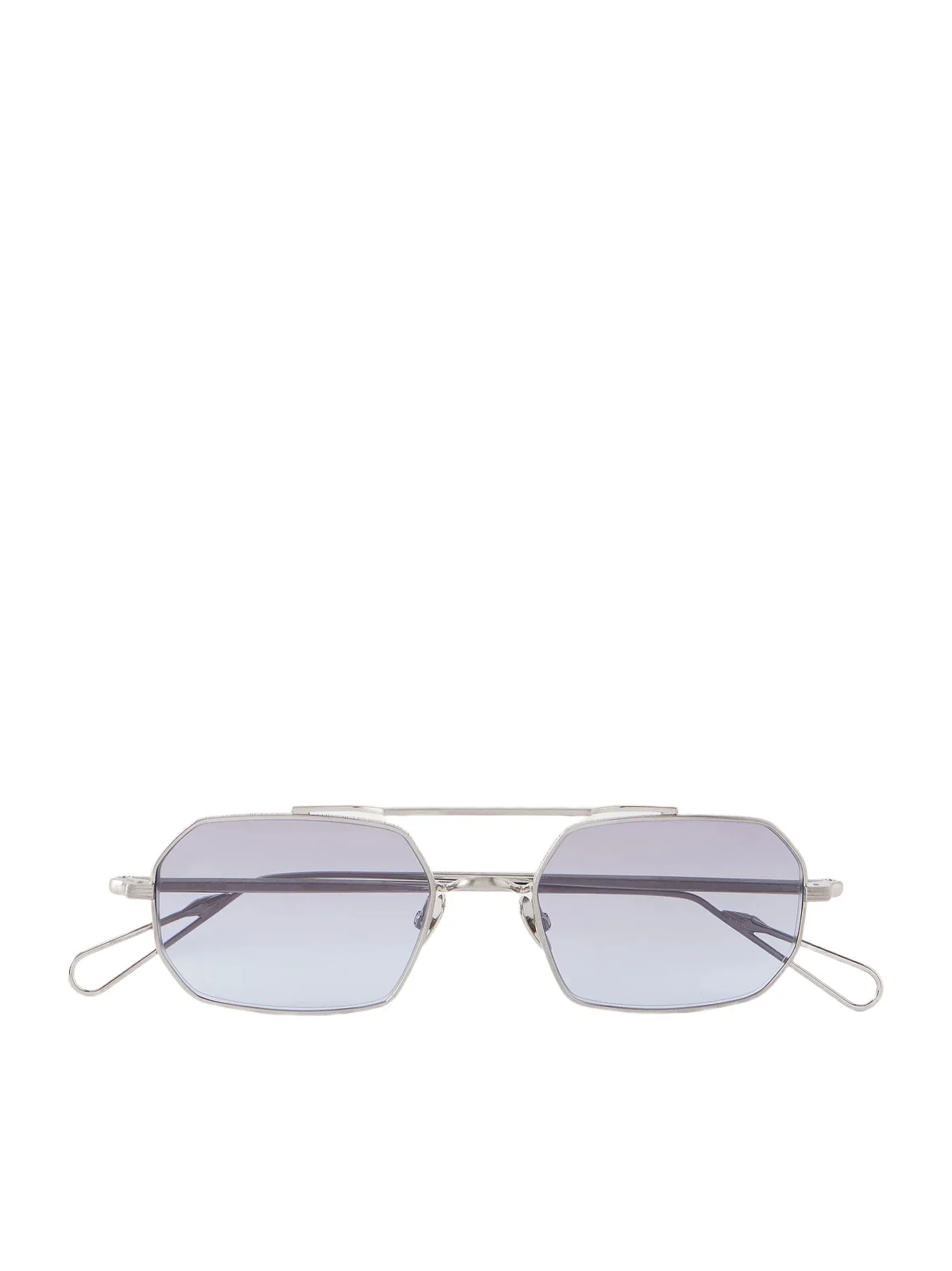 Clovis Double-Bridge Aviator-Style Silver-Tone Metal Sunglasses - Men Clovis Double-Bridge Aviator-Style Silver-Tone Metal Sunglasses - Men