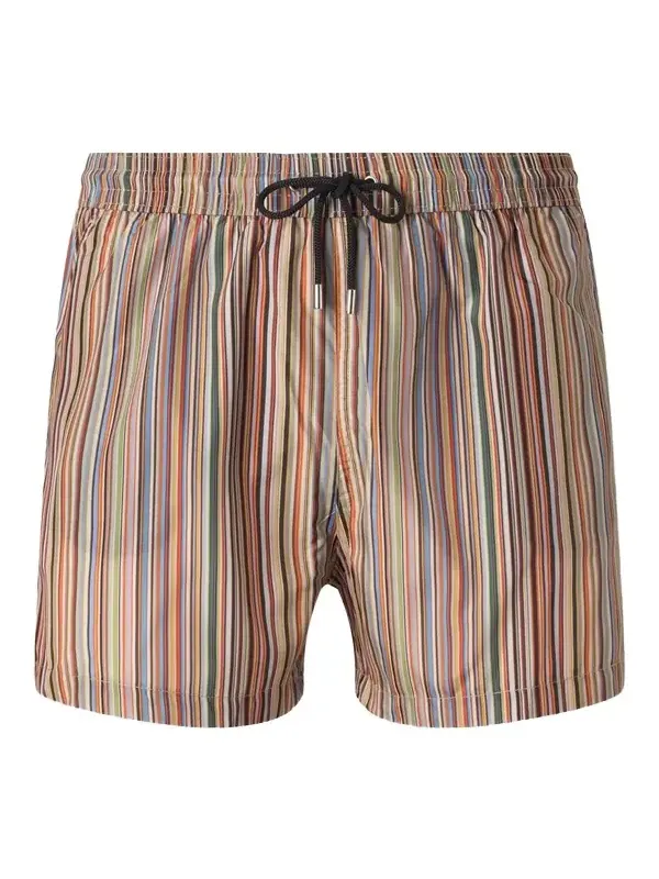 Short-Length Striped Swim Shorts - Men Short-Length Striped Swim Shorts - Men