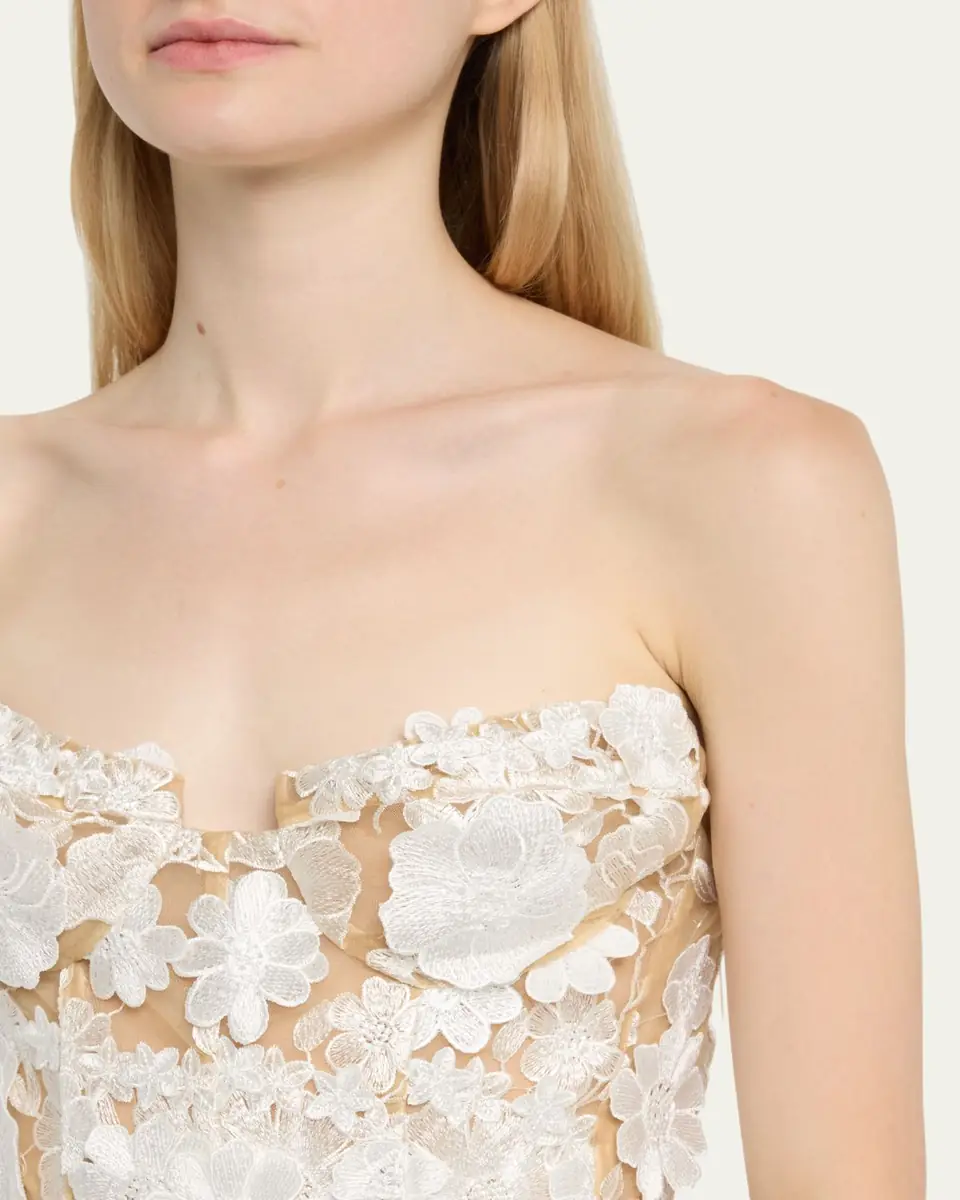 Bronx and Banco Jasmine Strapless Floral Applique Midi Dress | Thumbnail 5 Bronx and Banco Jasmine Strapless Floral Applique Midi Dress | Thumbnail 5