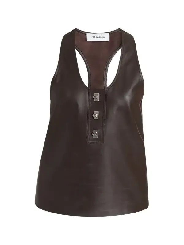 Toggle Nappa Leather Racerback Tank Top
