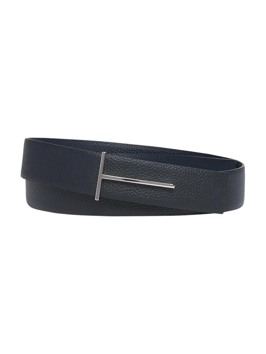 Men's Grained Leather T-Buckle Belt Men's Grained Leather T-Buckle Belt