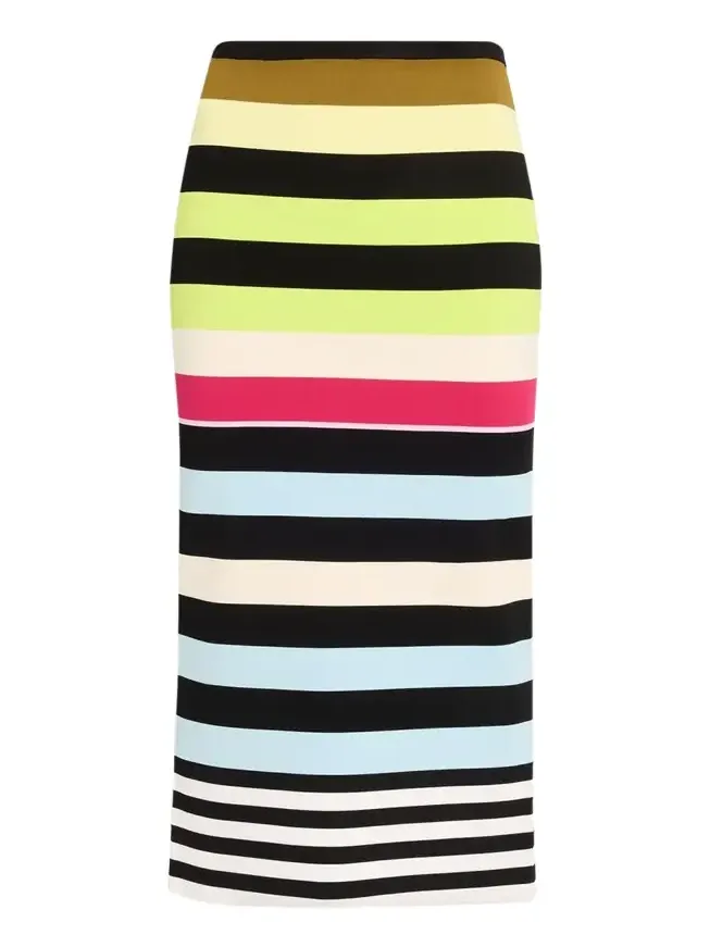 Striped Knit Body-Con Midi Skirt