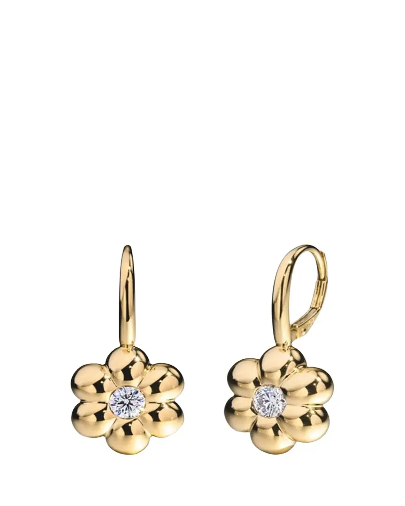 Boochier 18K Yellow Gold Diamond Flower Puff Drop Earrings, 0.6tcw | Image 1 Boochier 18K Yellow Gold Diamond Flower Puff Drop Earrings, 0.6tcw | Image 1