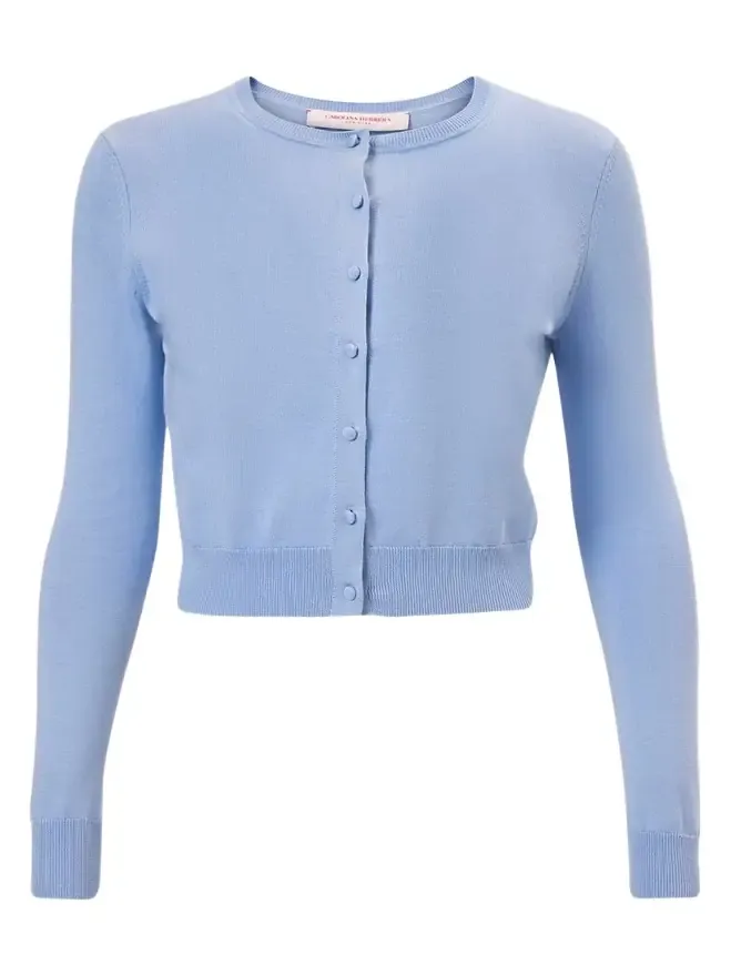Silk-Cotton Crewneck Cardigan