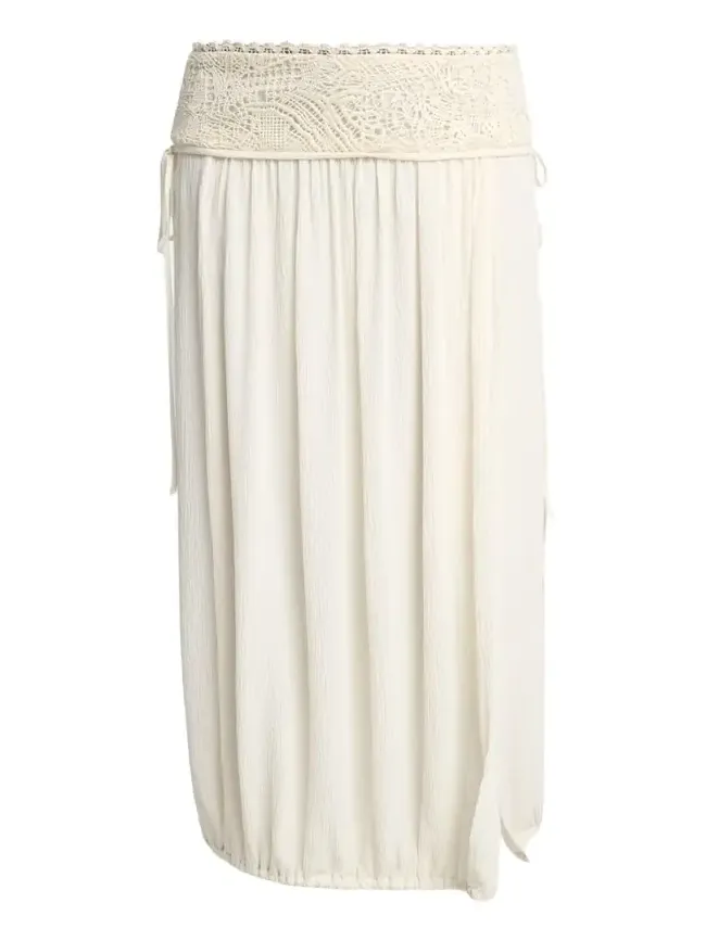Isabel Marant Nilma Guipure Lace Crinkle Silk Midi Balloon Skirt