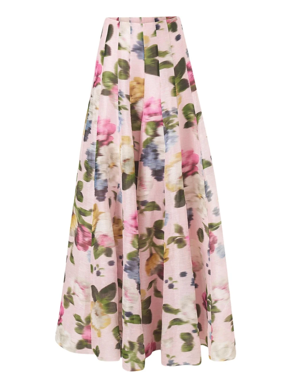 Iris Floral Silk-Linen Faille Wide-Leg Skirt Pants