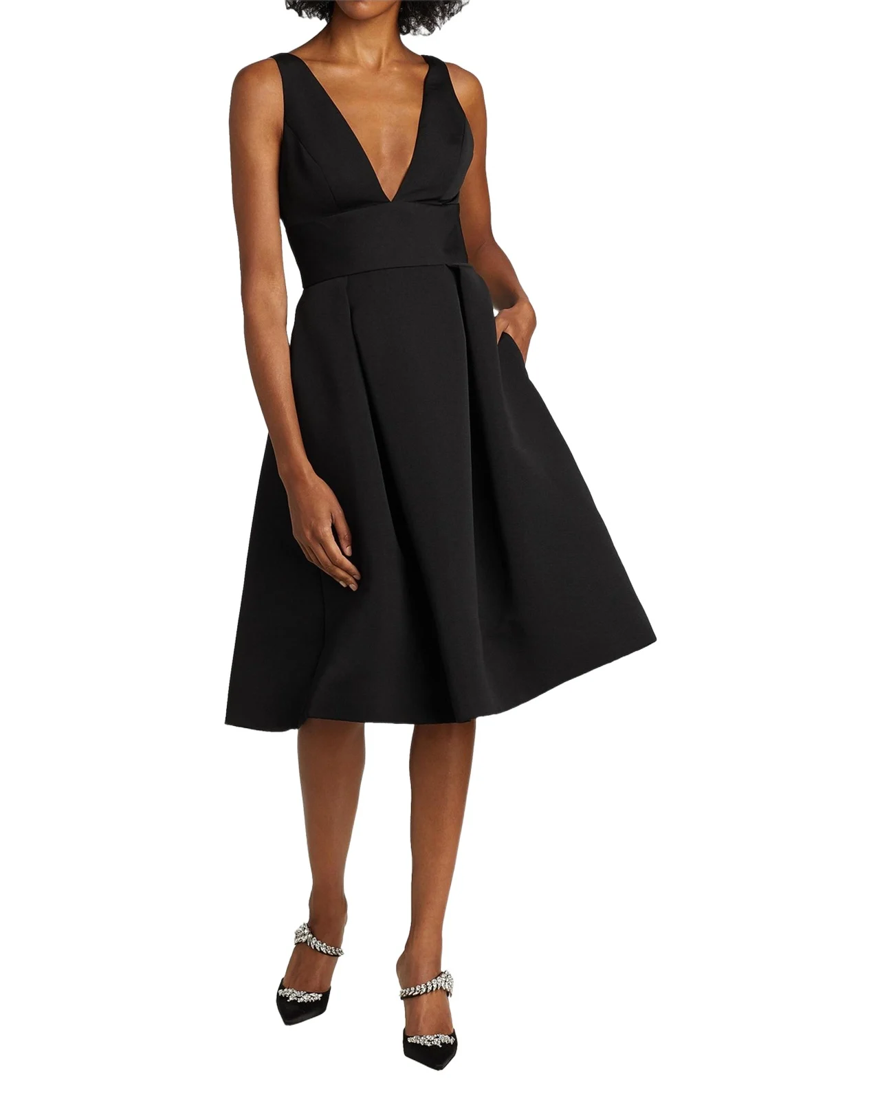 Faille Deep V-Neck Dress Faille Deep V-Neck Dress