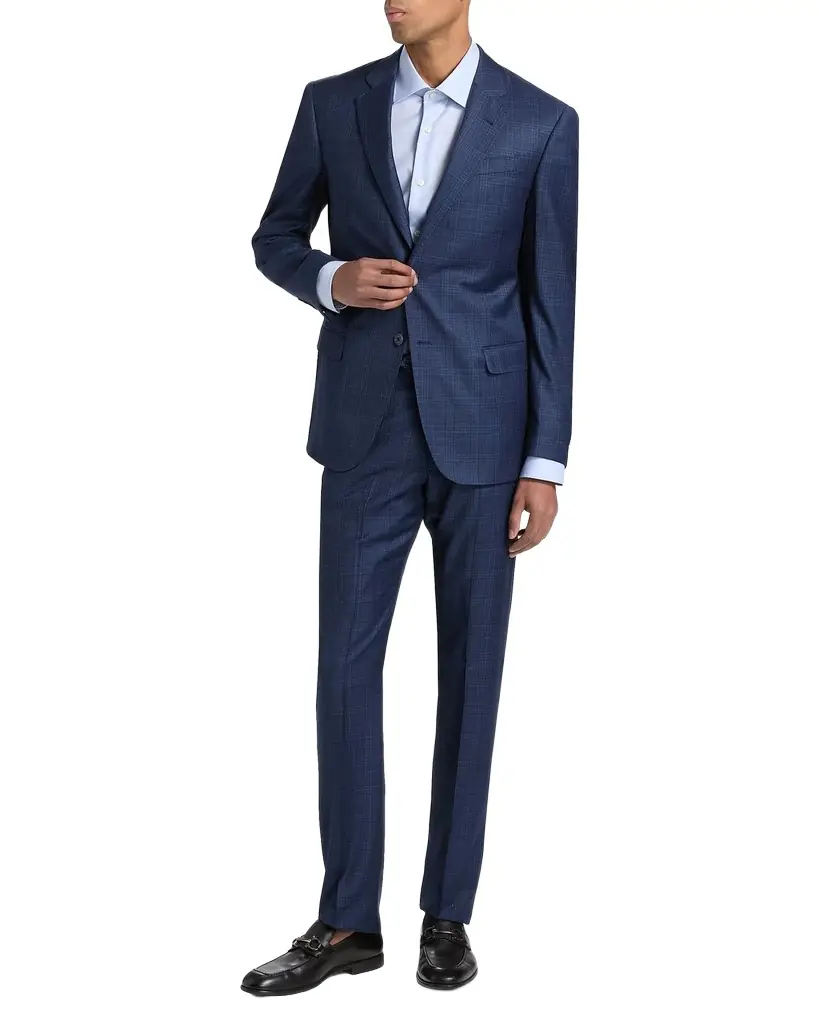 Windowpane Plaid Single-Breasted Wool Suit Windowpane Plaid Single-Breasted Wool Suit