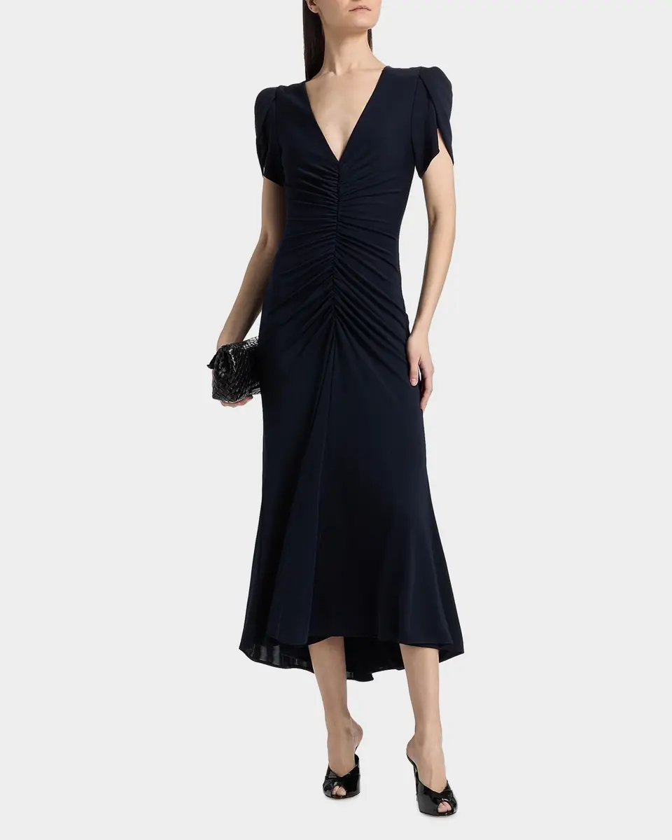 Cinq à Sept Aviva Gathered Tulip-Sleeve Midi-Dress | Thumbnail 2 Cinq à Sept Aviva Gathered Tulip-Sleeve Midi-Dress | Thumbnail 2