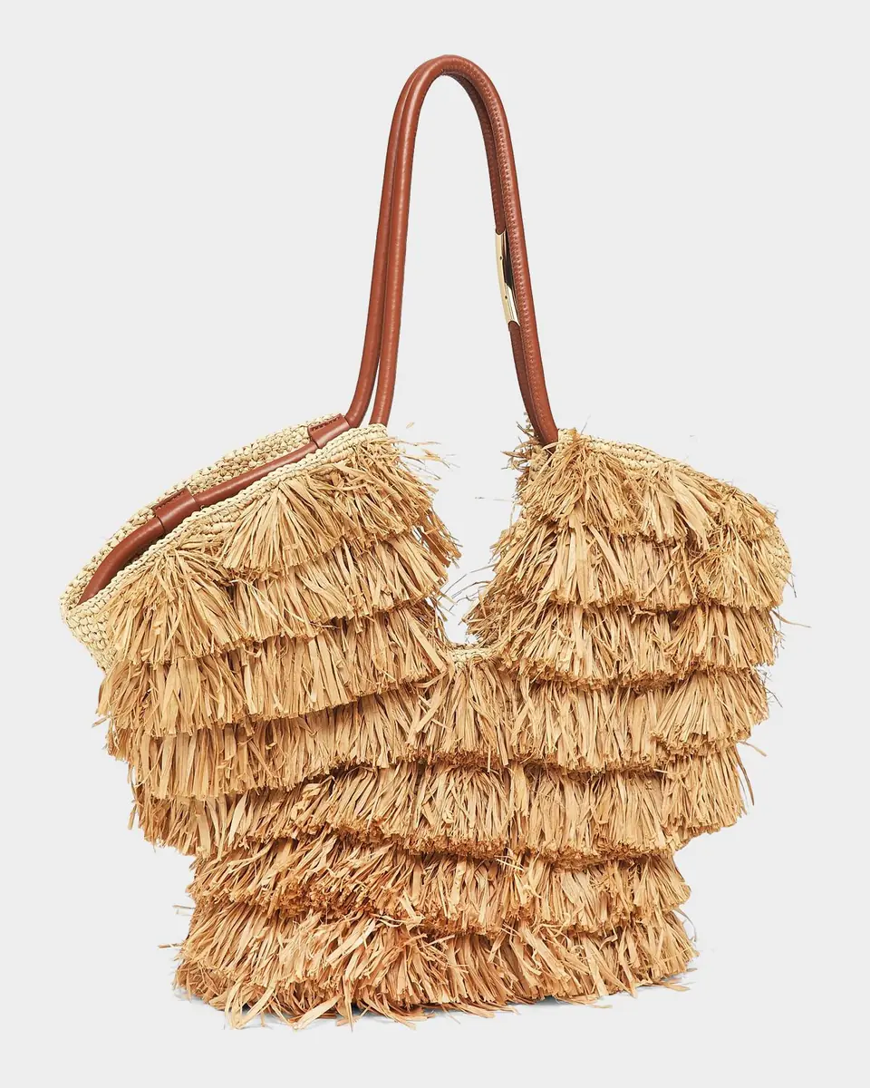 Zimmermann Medium Goldentime Fringed Raffia Tote Bag | Thumbnail 2
