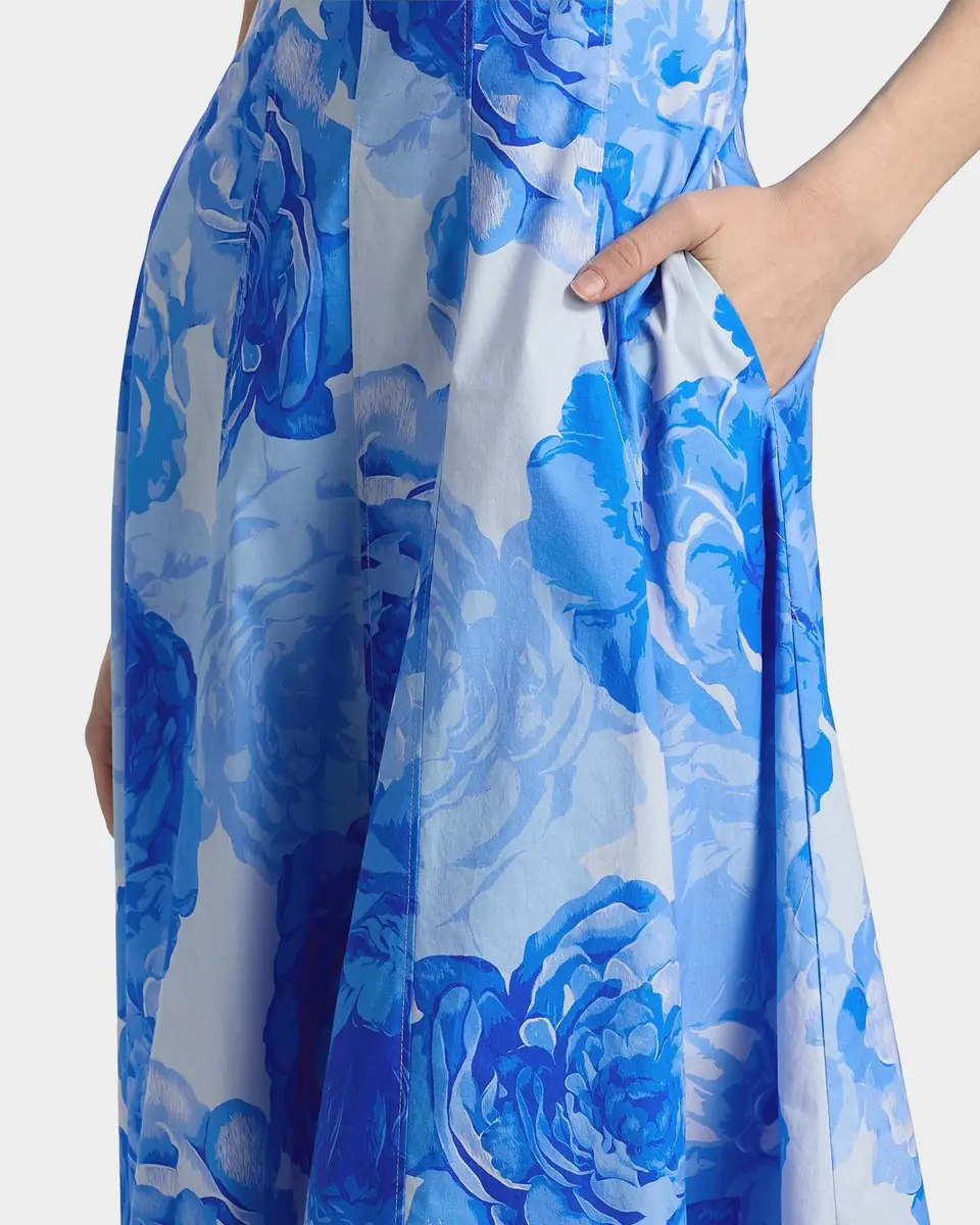 Milly Nia Printed Stretch Cotton Poplin Midi-Dress | Thumbnail 5 Milly Nia Printed Stretch Cotton Poplin Midi-Dress | Thumbnail 5