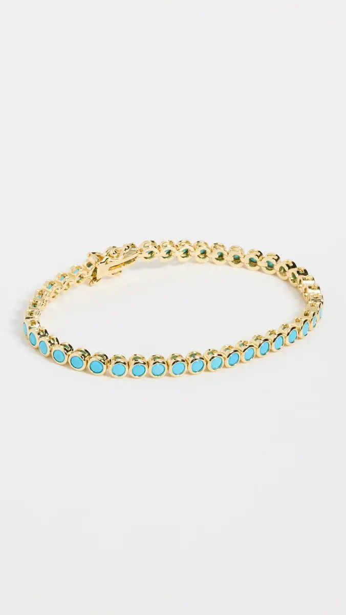 By Adina Eden Turquoise CZ Bezel Tennis Bracelet | Thumbnail 2