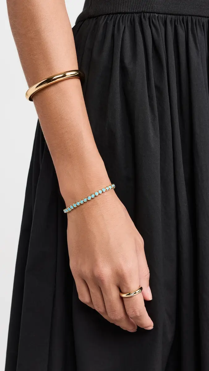 By Adina Eden Turquoise CZ Bezel Tennis Bracelet | Thumbnail 3