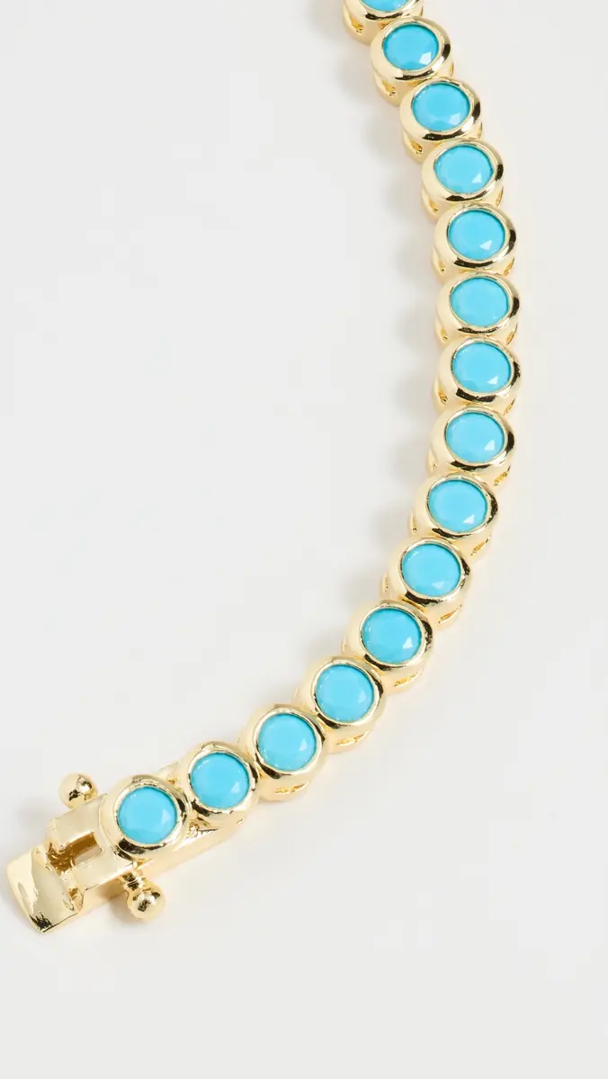 By Adina Eden Turquoise CZ Bezel Tennis Bracelet | Thumbnail 4