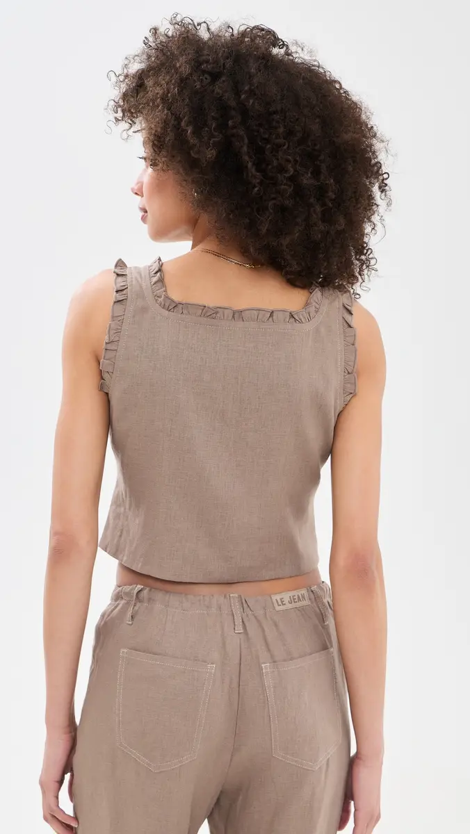 Le Jean Linen Ruffle Cami | Thumbnail 3 Le Jean Linen Ruffle Cami | Thumbnail 3